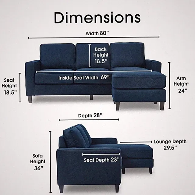 Serta Harmon Square Arm Sectional Navy Blue