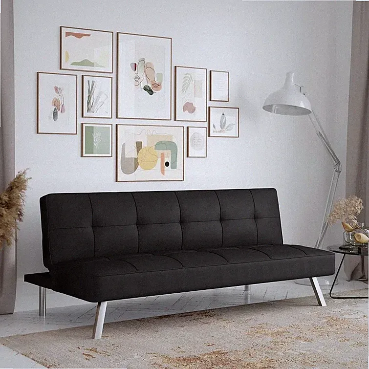 Serta Jameson Armless Tufted Convertible Sleeper Futon Sofa (Black)