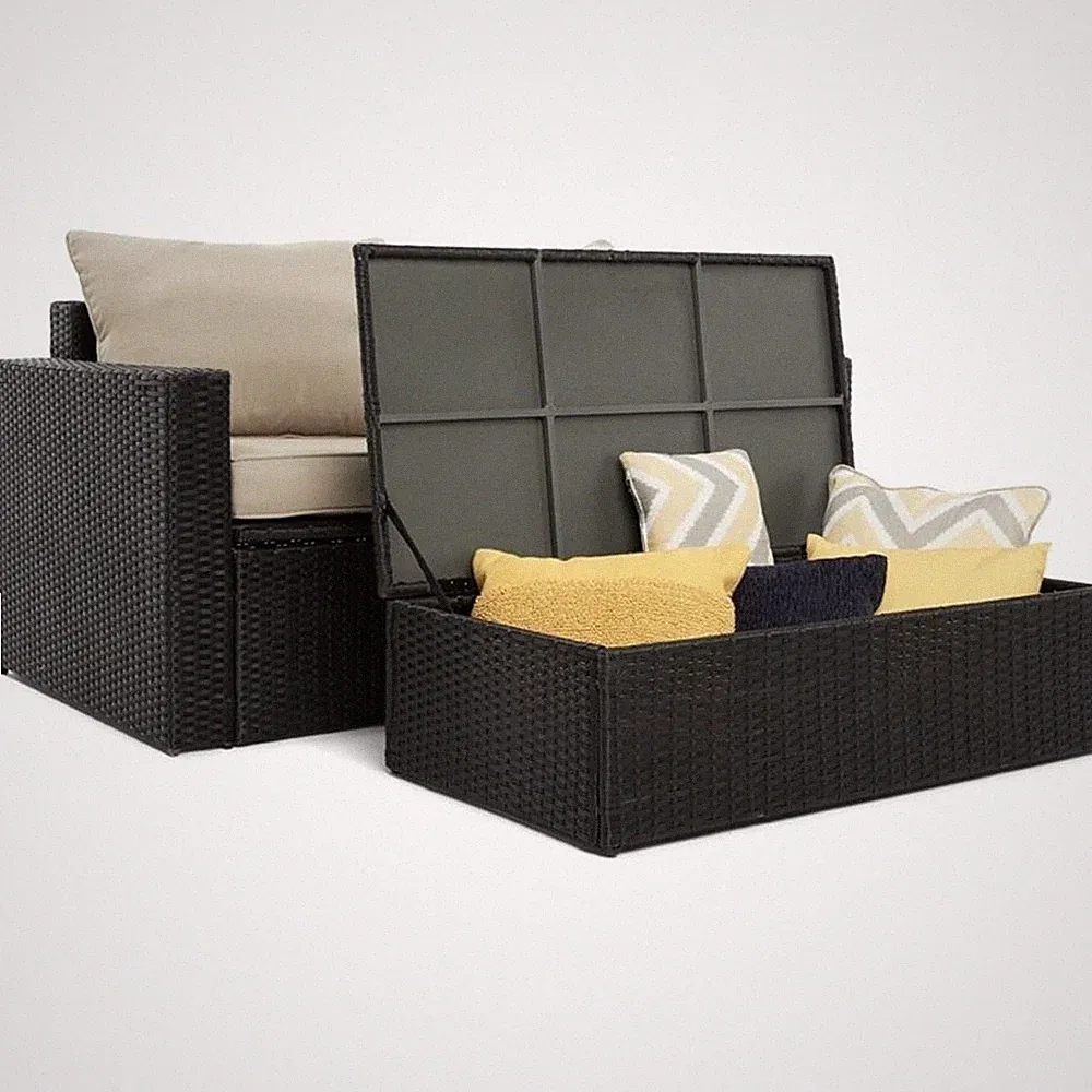Serta Laguna 2 Piece Wicker Patio Sofa Set in Black