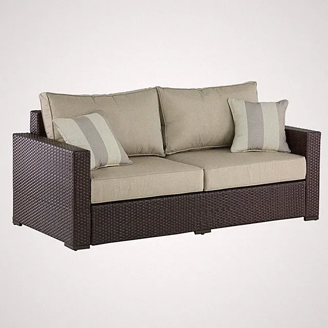 Serta Laguna Wicker Patio Sofa with Cushions in Brown
