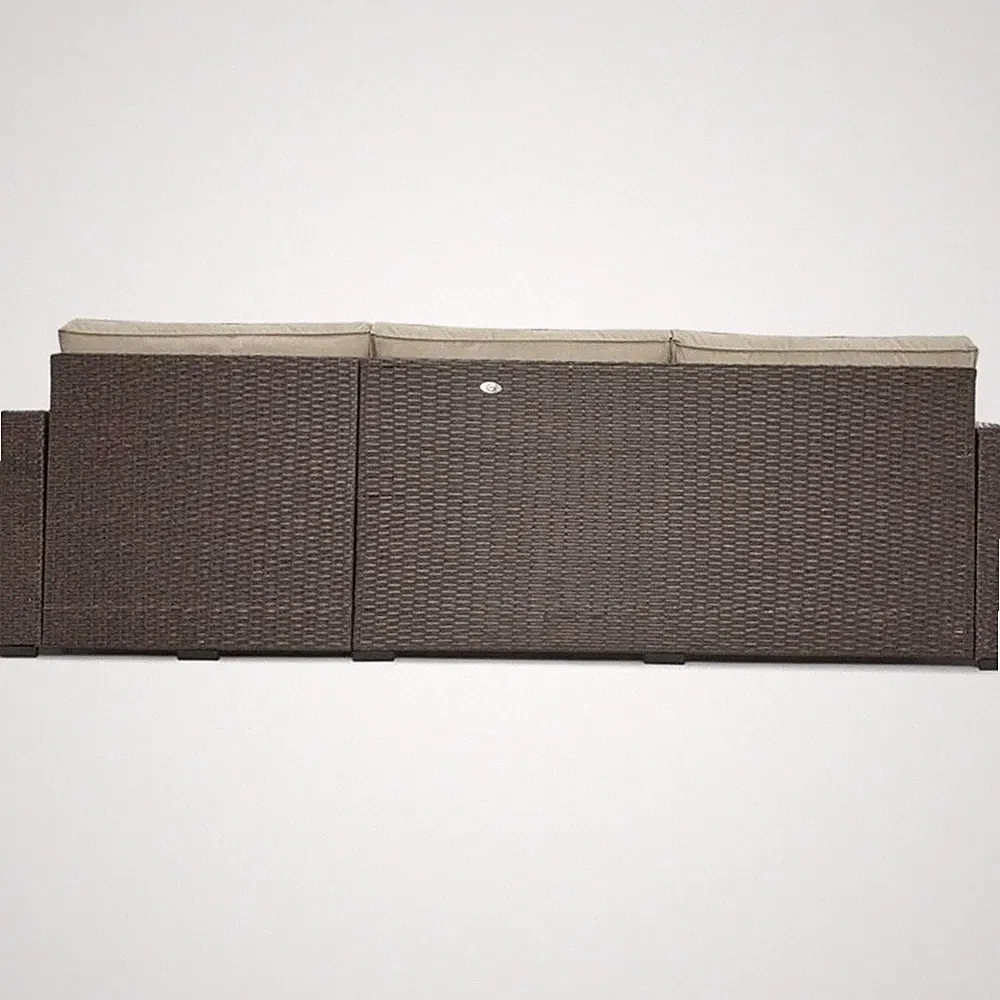 Serta Laguna Wicker Patio Storage Sectional with Cushions in Brown