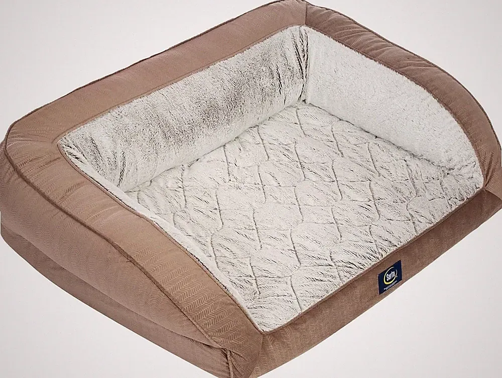Serta Orthopedic Quilted Couch Dog Bed for Pets Chocolate Brown (Small)