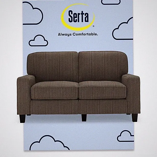 Serta Palisades 61" Track Arm Sofa Loveseat with Removable Covers Brown