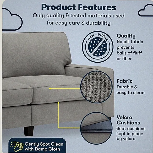 Serta Palisades 78" Track Arm Sofa with Removable Covers Glacial Gray