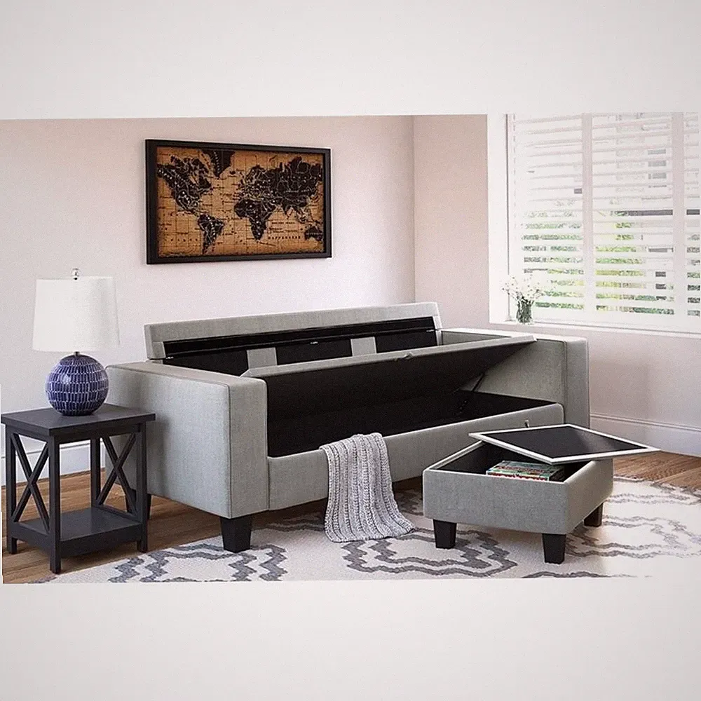 Serta Palisades 86 Reversible Small Space Sectional with Storage Soft Gray