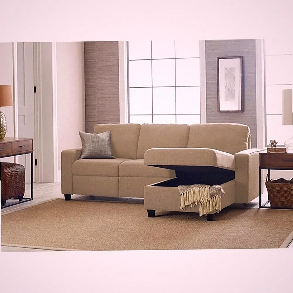 Serta Palisades Reclining Sectional Sofa with Right Storage Chaise Beige