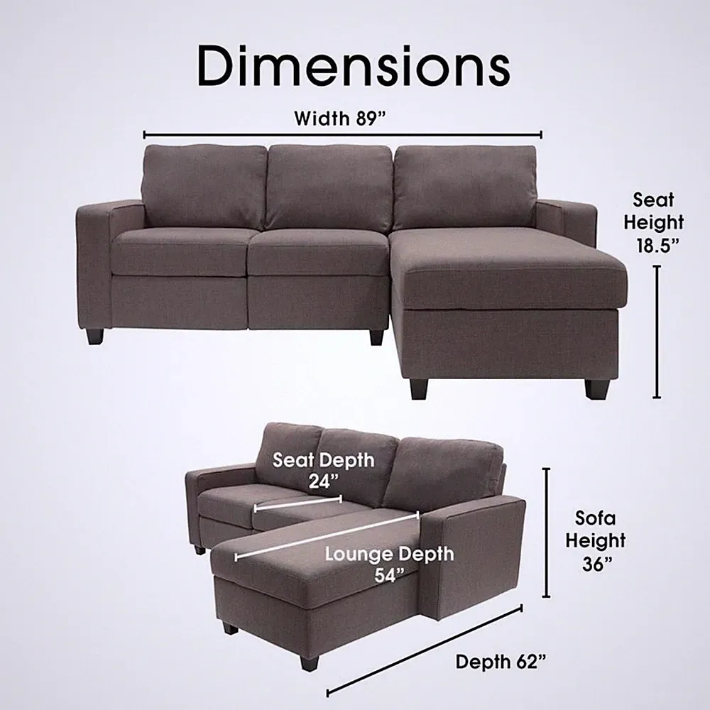Serta Palisades Reclining Sectional Sofa with Right Storage Chaise Gray