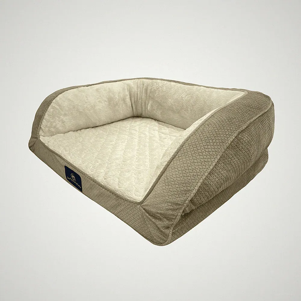 Serta Quilted Orthopedic Bolster Couch Dog Bed, Small, Gray, 28x24 in
