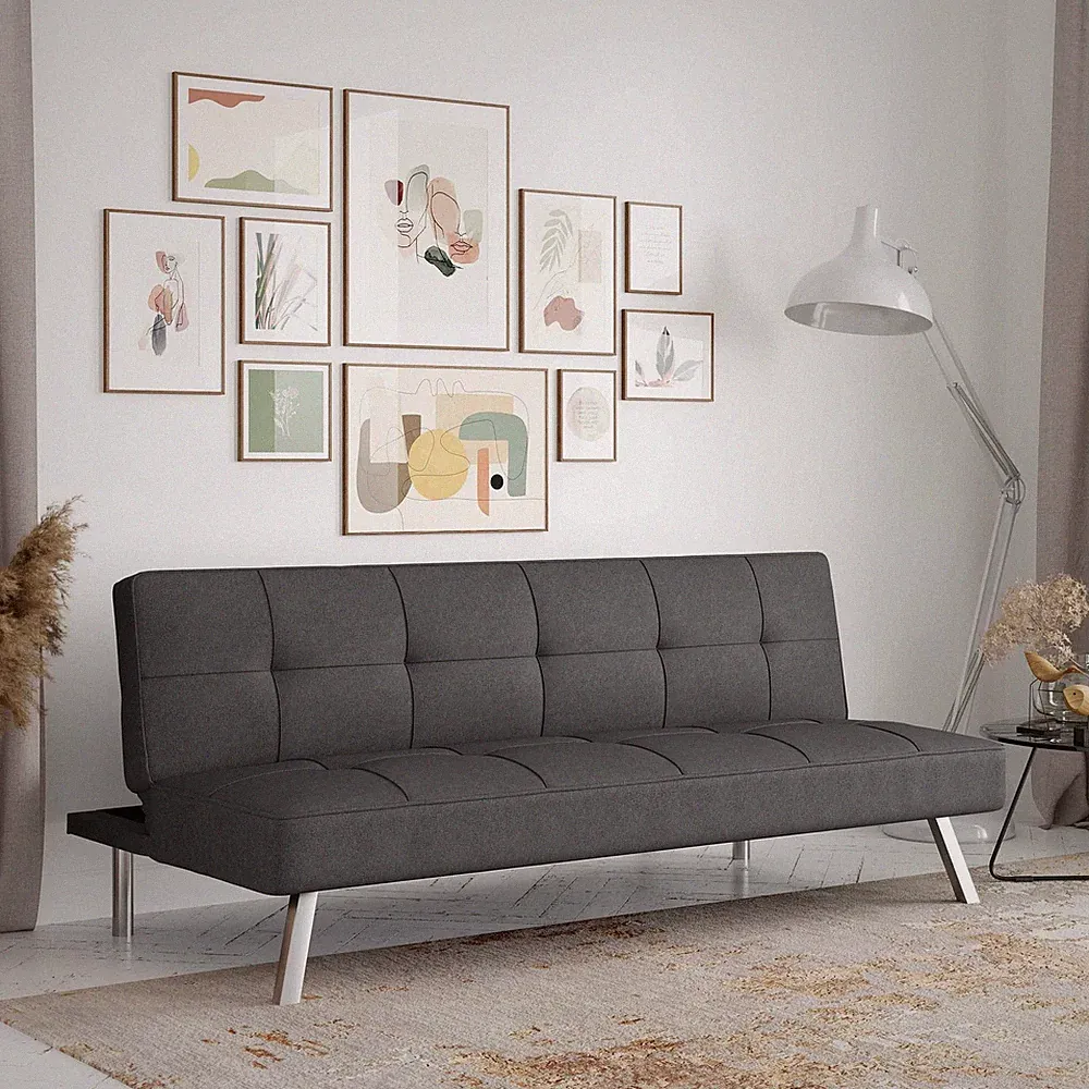 Serta® Rane Futon Sofa Bed 66.1", 66.1" W x 33.1" D x 29.5" H, Charcoal