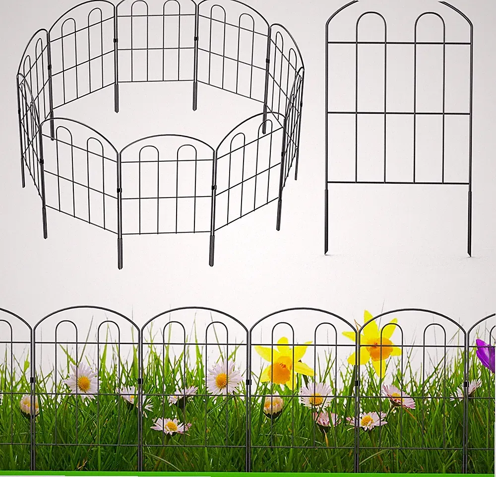 Set of 10 Decorative Garden Fence Panels Metal Wire Border Flower Bed Fence