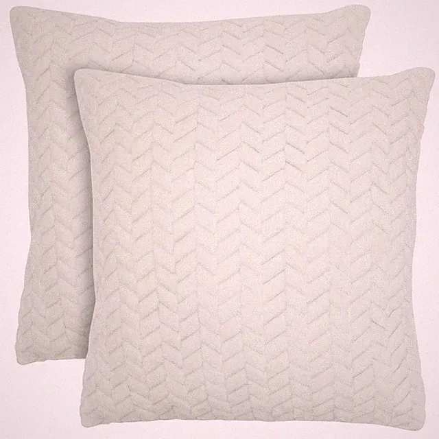 Set of 2, 20x20" Throw Pillow Covers Couch Beige Chevron Cushion Case Sofa Decor