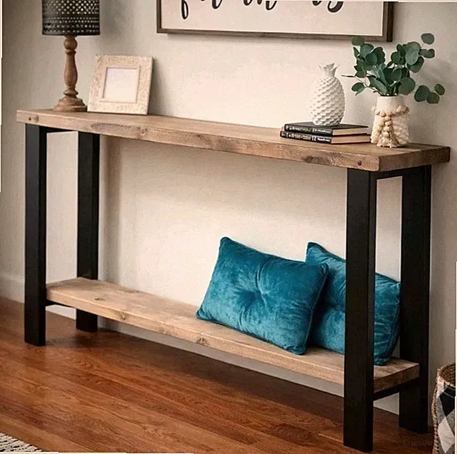 Set of 2 Black Metal Table Legs 29" x 9" – Sofa Table Legs - Powder Coated Steel