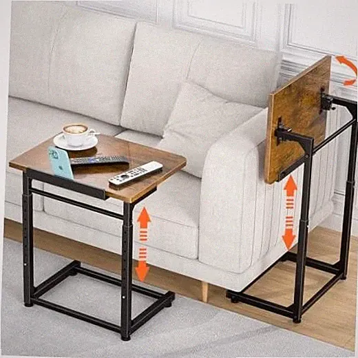 Set of 2 Brown 8-Level Adjustable Tv Tray Tables - Couch Side - 2 Pcs