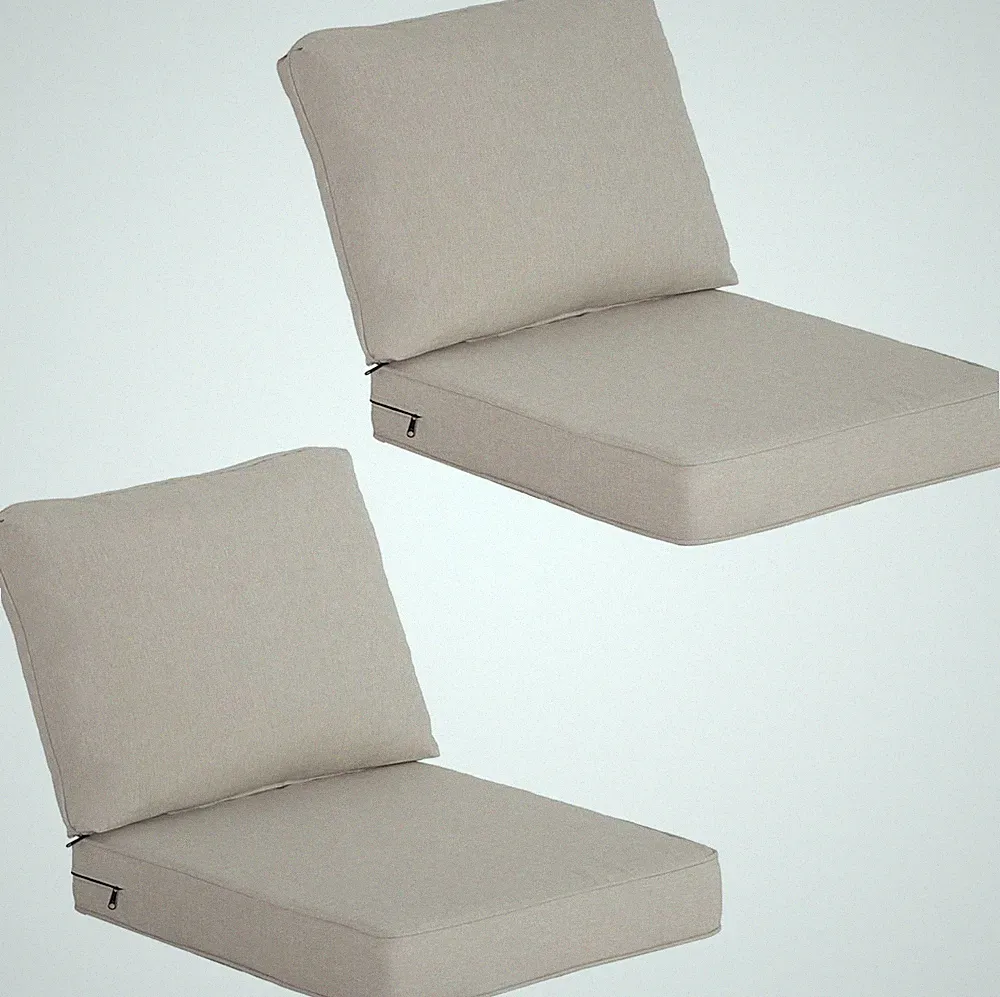 Set of 2 Outdoor Deep Seat Cushion 24"x27.5" Patio Cushions Resilient Foam Fill