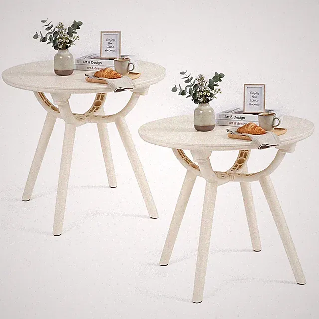 Set of 2 Outdoor Side Table, 20" Round Patio Storage Side Table, Easy Assembly