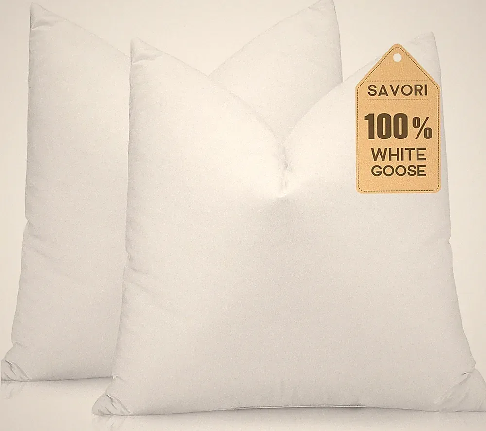 Set of 2 Soft 28x28 Down-Feather Pillow Inserts for Sofa & Bed - White