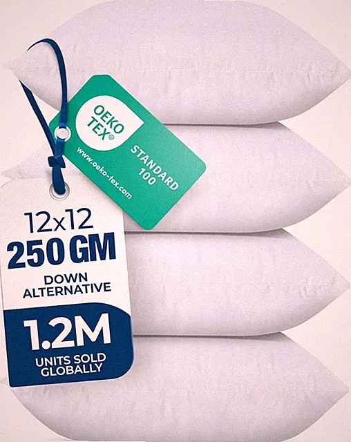 Set of 4 Bedding Throw Pillows Inserts For Beds Sofas Couches & Chairs