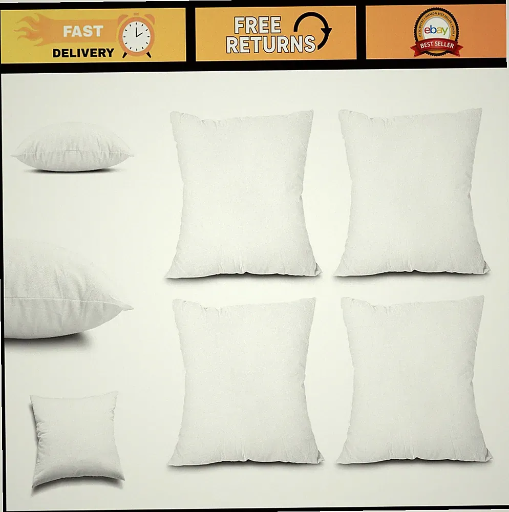 Set of 4 Lightweight Down Alternative Pillow Inserts, 18x18 Couch Cushions, Mach