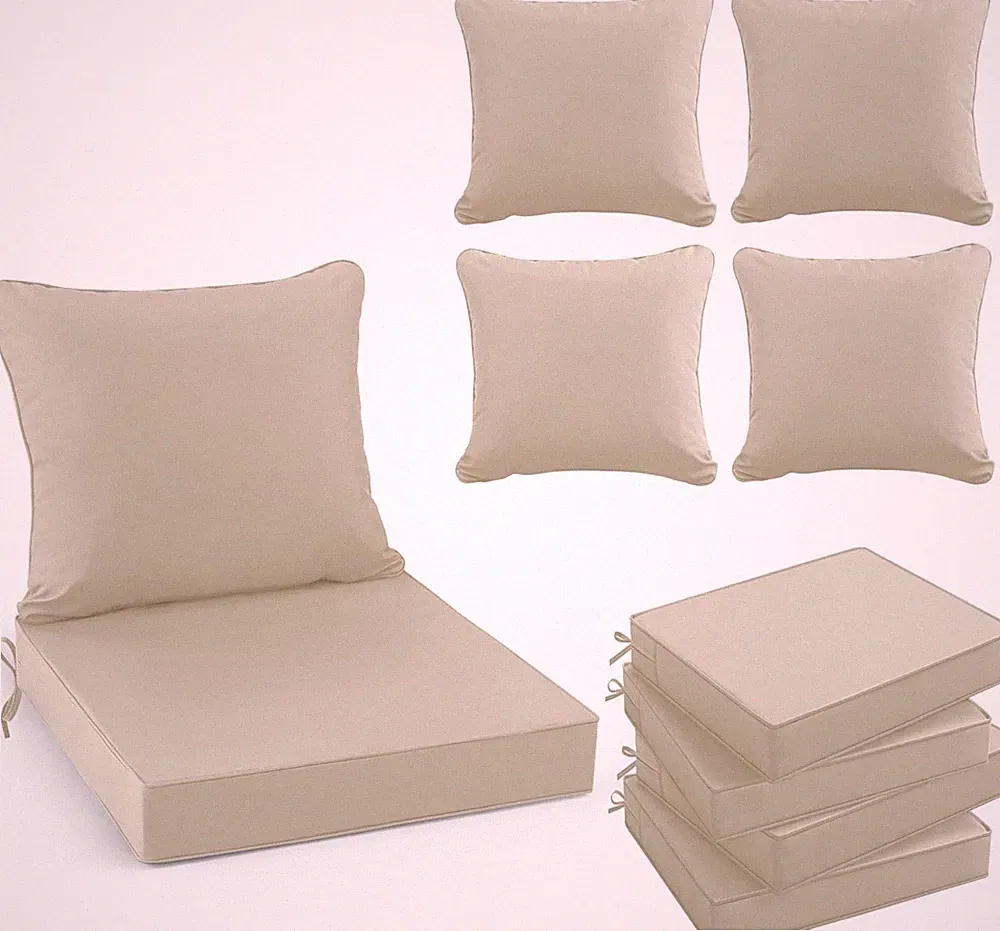Set of 4 Outdoor Chair Cushion Weather Resistant with Backrest and Seat 19"x19"