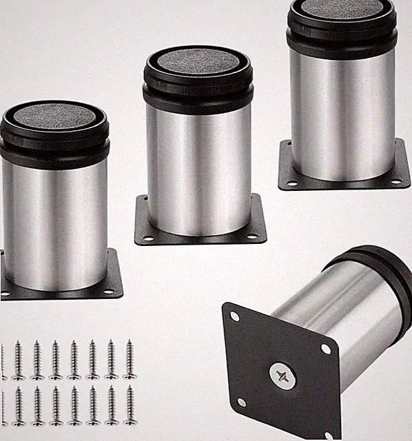 Set of 4 Stainless Steel Furniture Legs Kitchen Cabinet Sofa Bed Feet Adjustable