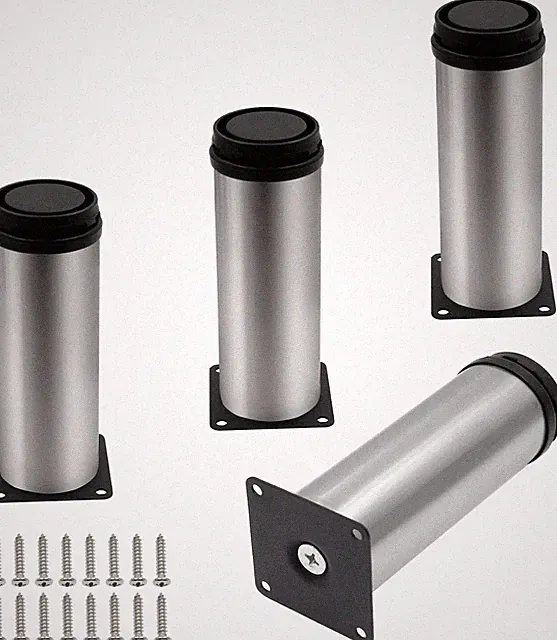 Set of 4 Stainless Steel Furniture Legs Kitchen Cabinet Sofa Bed Feet Adjustable