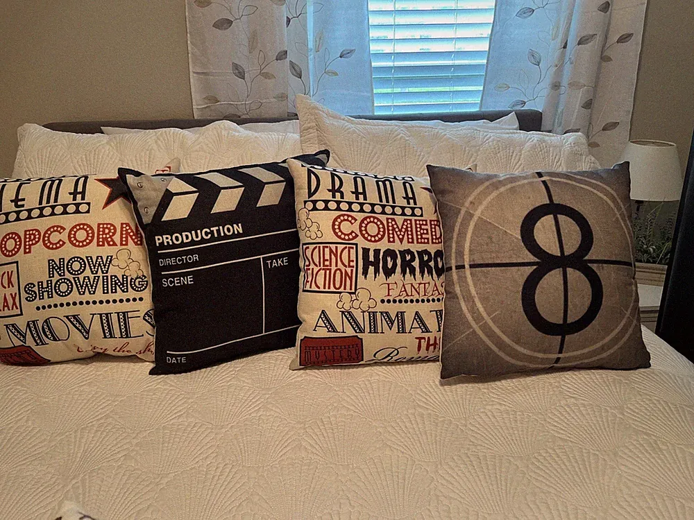 Set of 4 Throw Pillow Covers, Covers Measure 17"x17", Move Theme