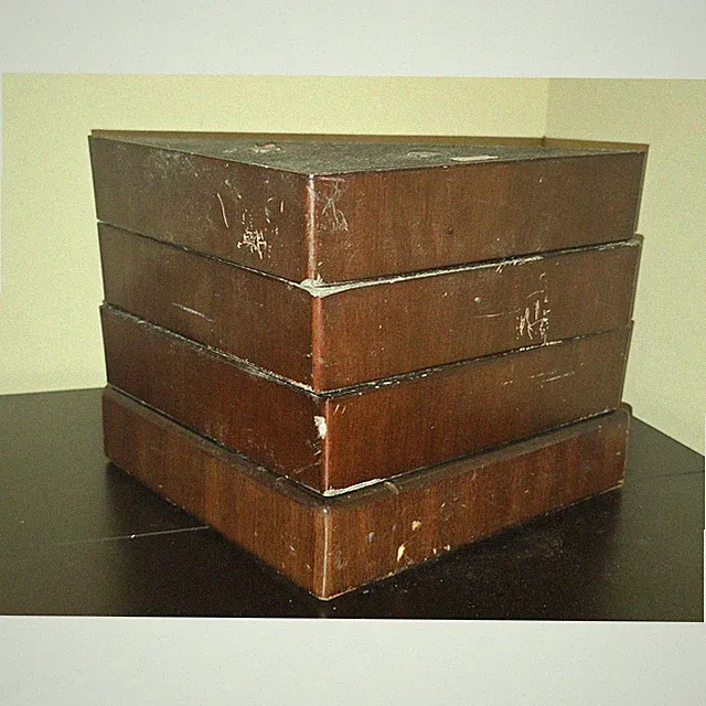 Set of 4 Triangular Wood Furniture Risers Dark Brown Corner Bed Sofa Lift 12.5in