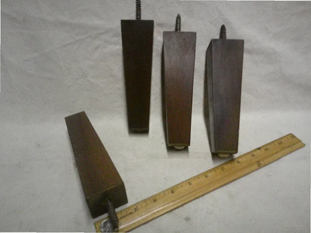 Set of 4 vintage MCM wooden (Teak ?) legs 6" couch sofa bed 1959 1962 era STURDY