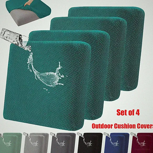 Set of 4 Waterproof Cushion Covers Non-Slip Outdoor Patio Couch Seat Slipcover