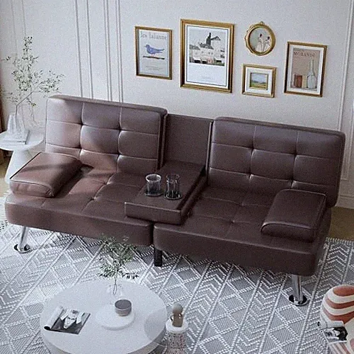 Shahoo Convertible Folding Futon Sofa Bed Sleeper Couch for Living Room Faux