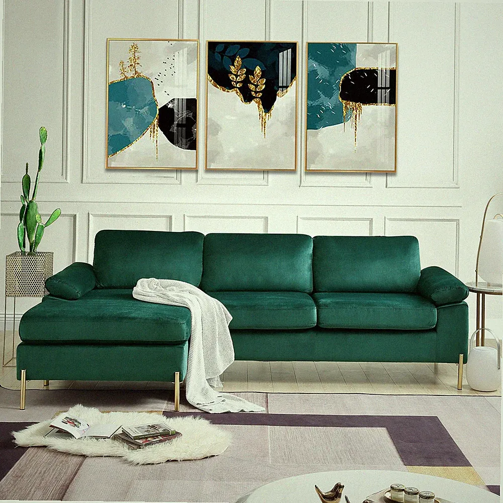 Shannon Velvet Sectional Sofa with Chaise