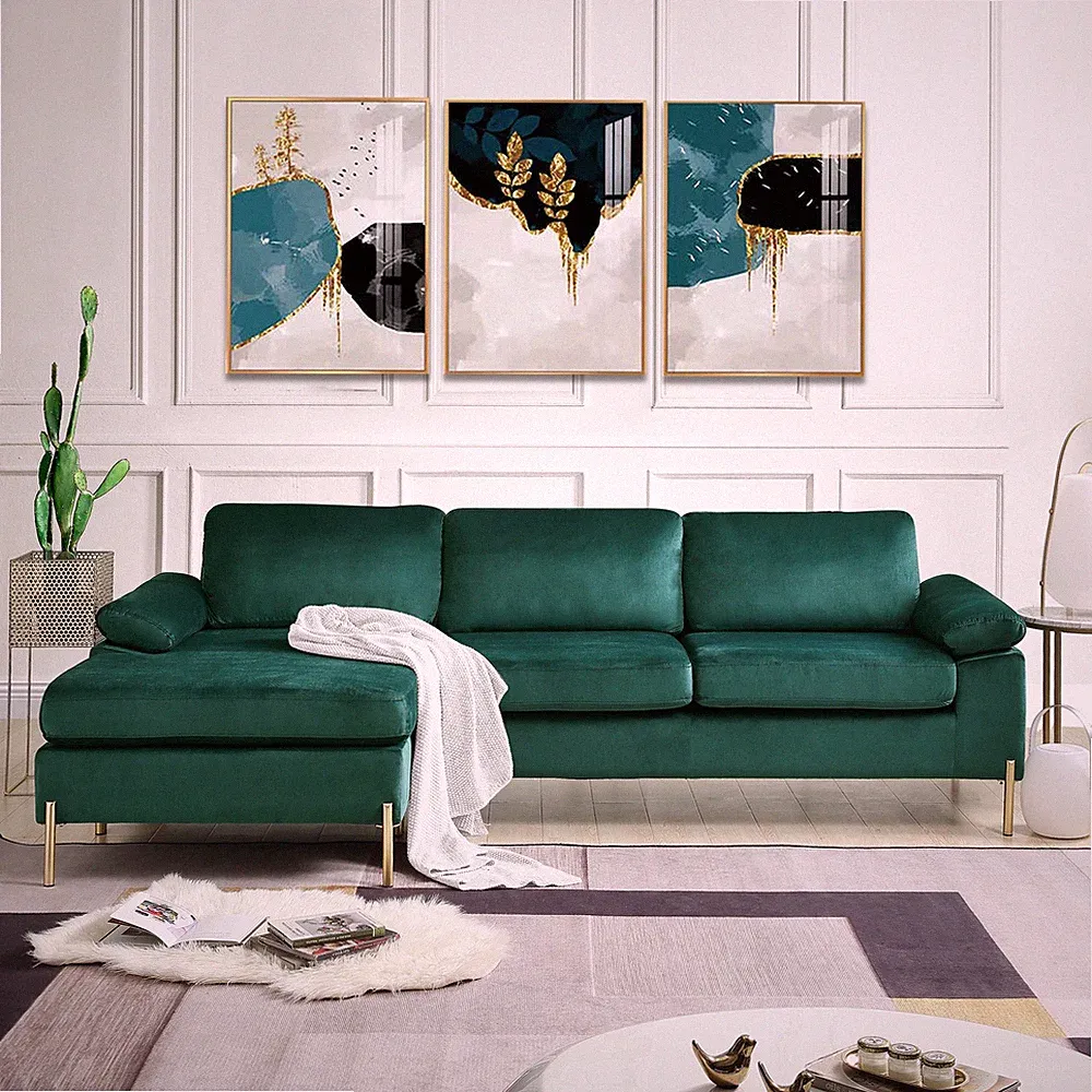 Shannon Velvet Sectional Sofa with Chaise