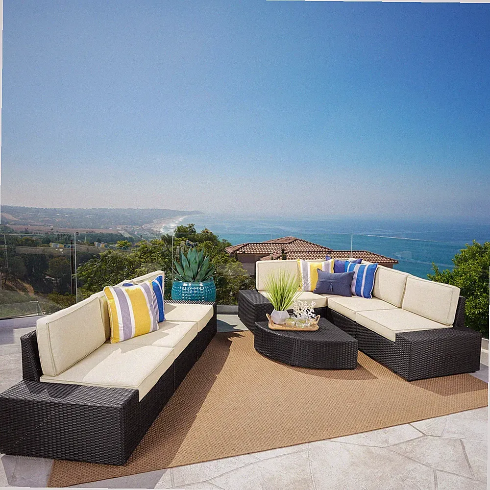Sheridan Outdoor 8 Piece Grey Wicker Sectional