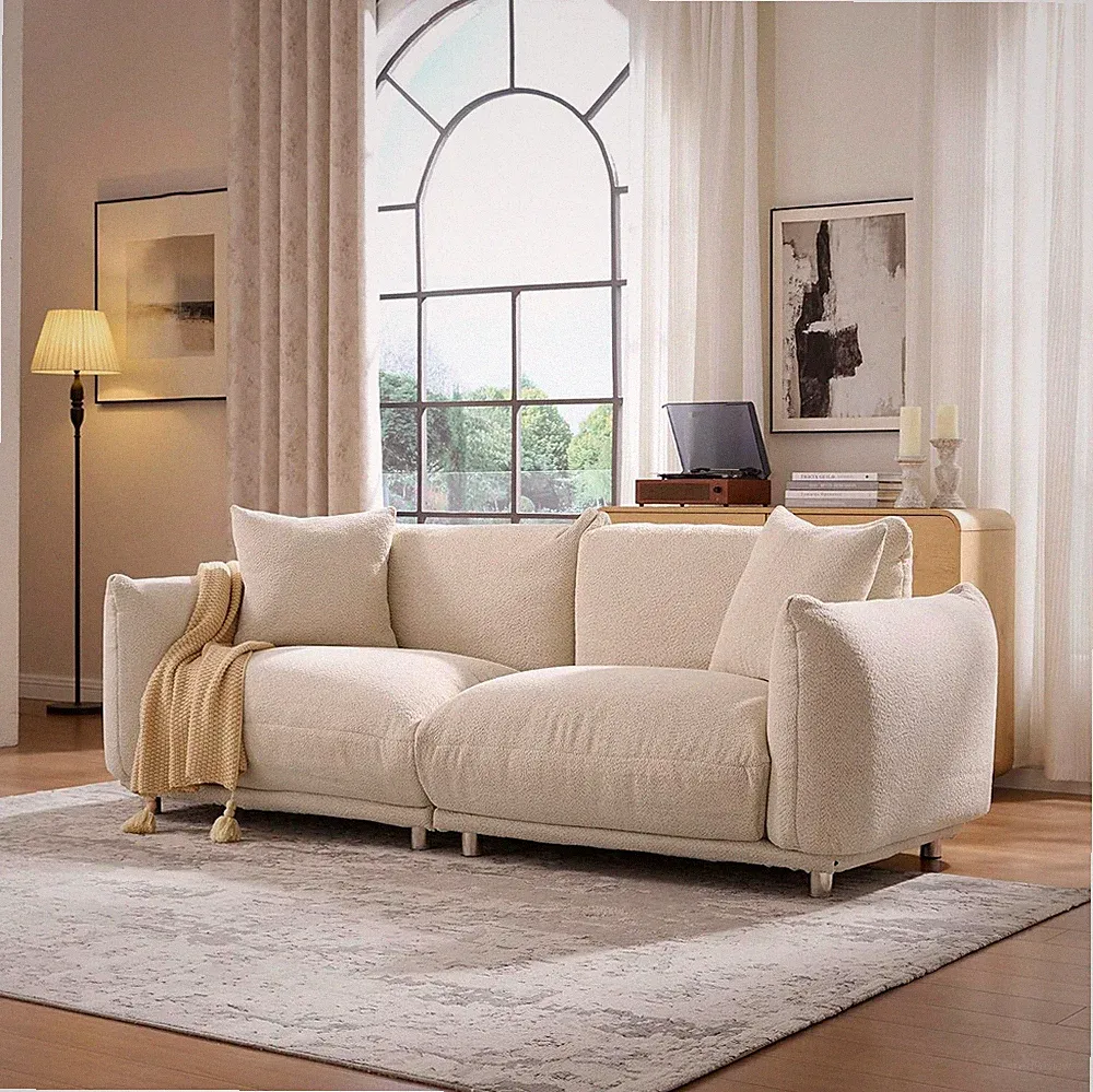 Sherpa Cloud Couch, 87.4" Upholstered 3-Seater Loveseat Sofa, Modern Boucle Co