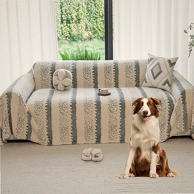 Sherpa Fleece Couch Cover for 2 Cushion Sofa, Gray, 71" x 118" – Pet Proof So...