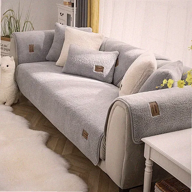 Sherpa Fleece Sofa Couch Covers Super Soft Warm Plush Sectional Couch Cover L...