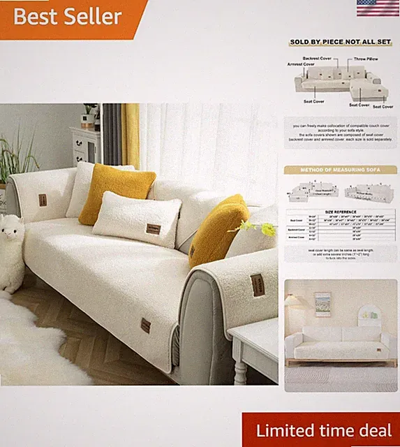 Sherpa Fleece Sofa Couch Covers Super Soft Warm Plush Sectional Couch Cover L...