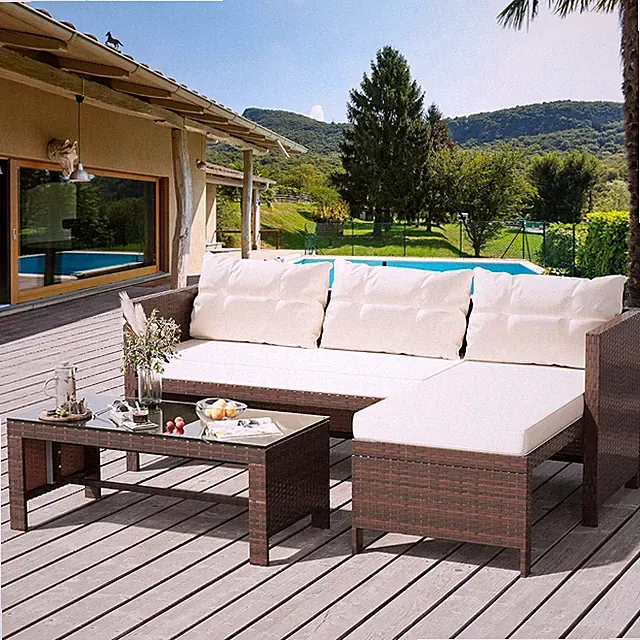 Shintenchi 3-Piece Outdoor Patio Furniture Sets, Wicker Patio Conversation Sets