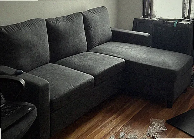 Shintenchi Convertible Sectional Sofa Couch, Modern Linen Fabric L-Shaped, 3-...
