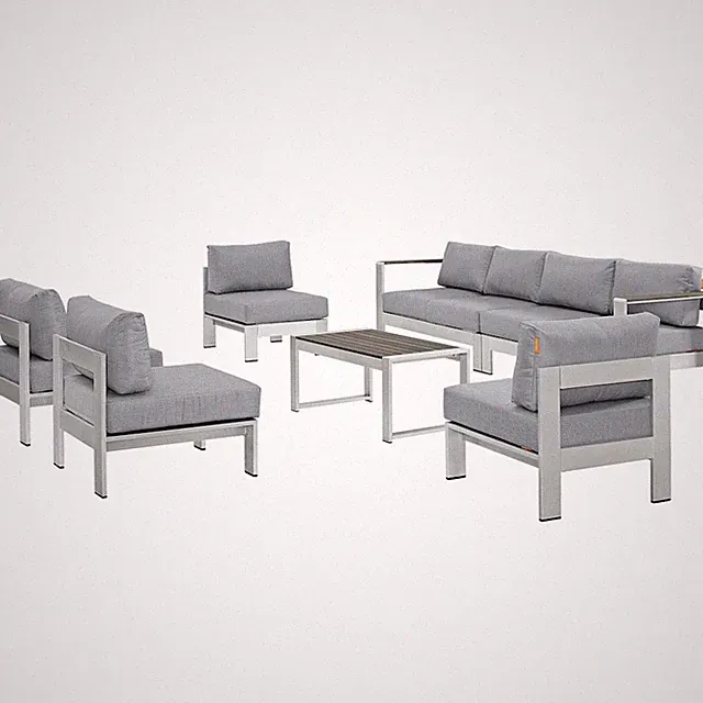 Shore 7 Piece Outdoor Patio Sectional Sofa Set