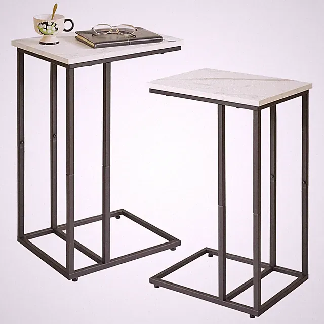 Side Table Small End Table C Shaped, Slide Under Laptop Desk for Couch, Livin...