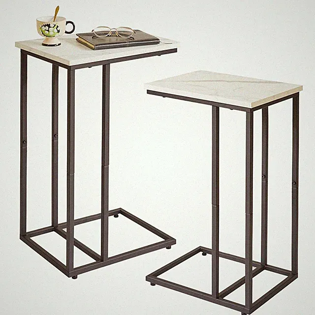 Side Table Small End Table C Shaped, Slide Under Laptop Desk for Couch, Living R