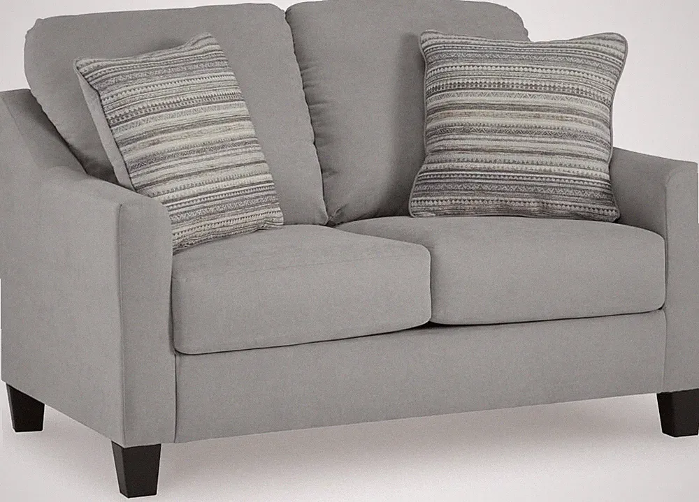 Signature Design by Ashley Adlai Casual Loveseat with 2 Toss Pillows, Light Gray
