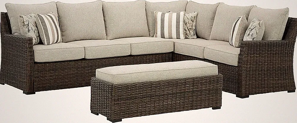 Signature Design by Ashley Brook Ranch Outdoor Sectional, All‑Weather Resin Wick