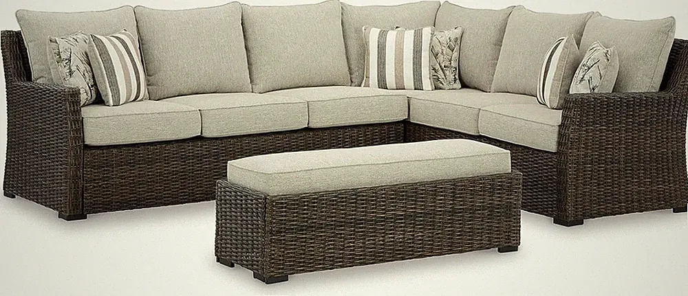 Signature Design by Ashley Brook Ranch Outdoor Sectional, All‑Weather Resin Wick