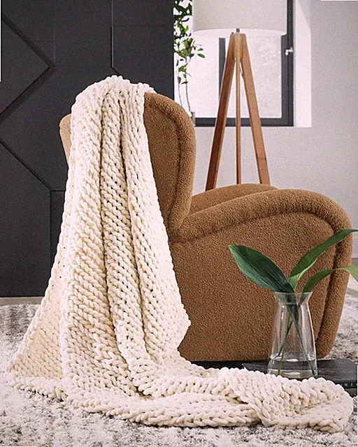 Signature Design by Ashley Chaddon Throw Blanket, Hand-Knitted Chenille