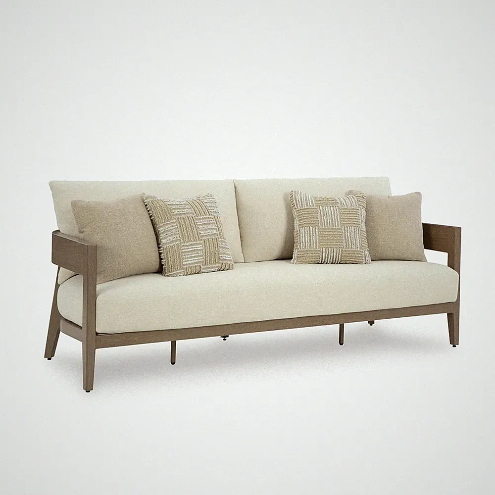 Signature Design by Ashley Furniture Serene Bay Dark Brown & White Outdoor Sofa