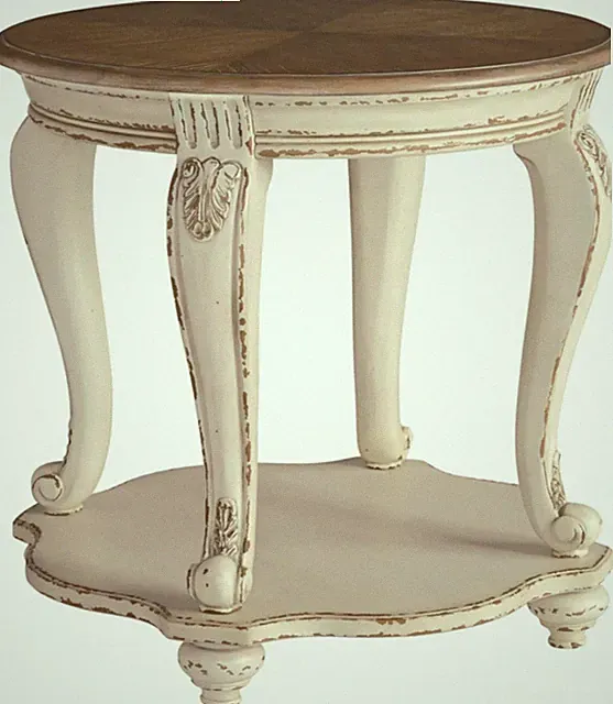 Signature Design by Ashley Realyn round End Table, Cottage-Style Side Table with