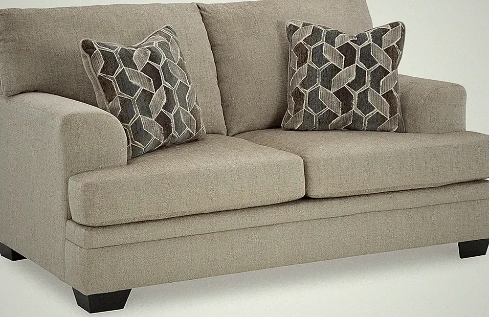 Signature Design by Ashley Stonemeade Casual Loveseat with 2 Toss Pillows, Light