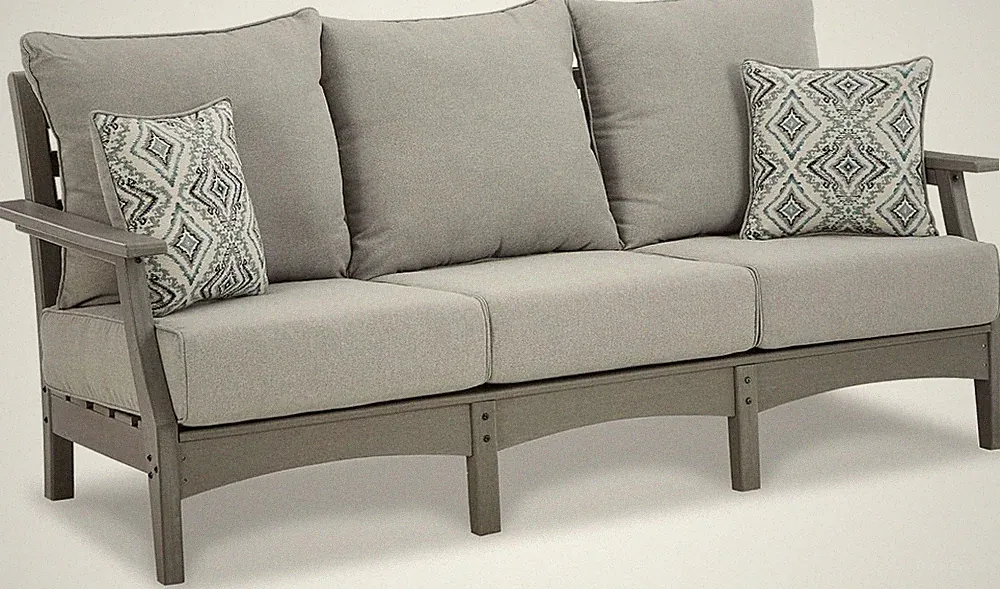 Signature Design by Ashley Visola Outdoor Patio Sofa with All-Weather Cushion an
